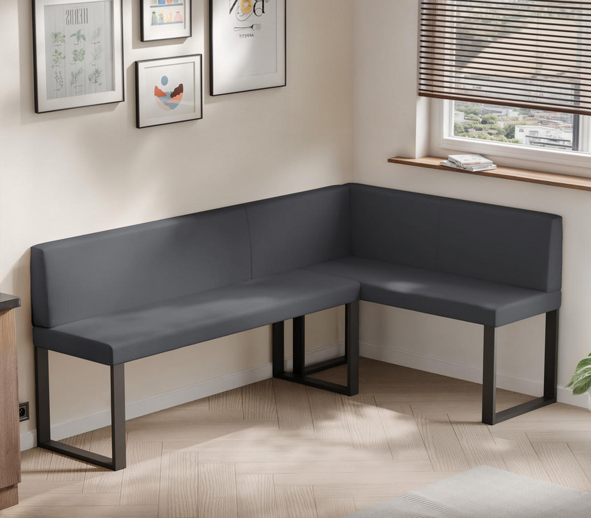 ECKBANK rechts SANA U Kunstleder glatt, 142/196 cm Grau - Grau, Kunststoff/Textil (142/196cm) - Idohome