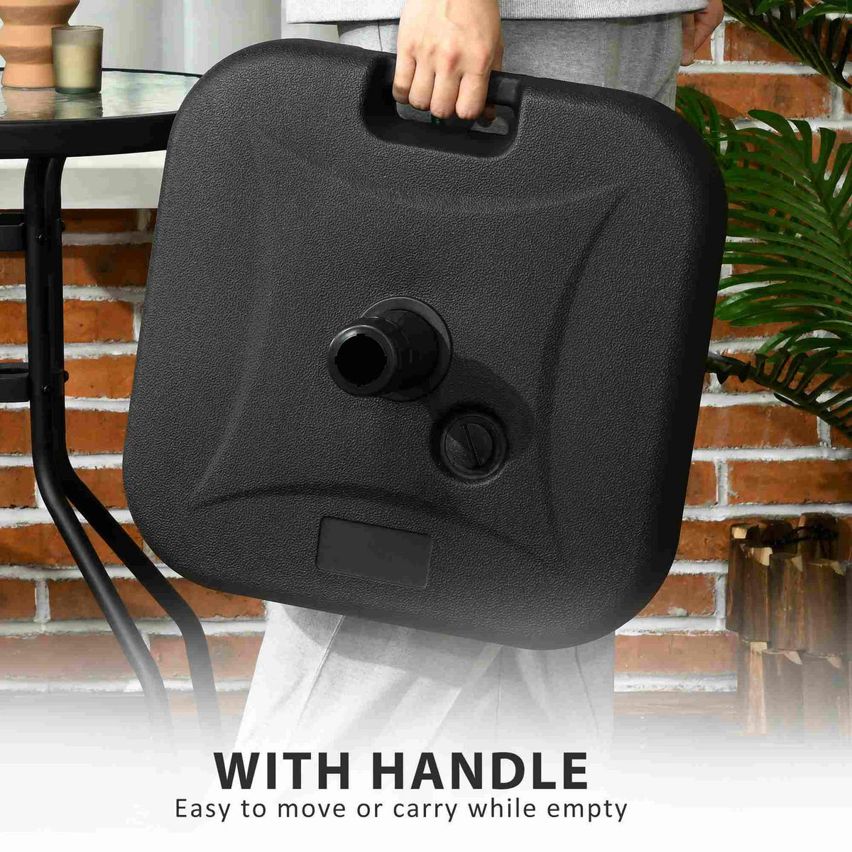 SONNENSCHIRMSTÄNDER befüllbar 30 kg schwarz - Schwarz, Kunststoff (46/45cm) - LEBENLANG