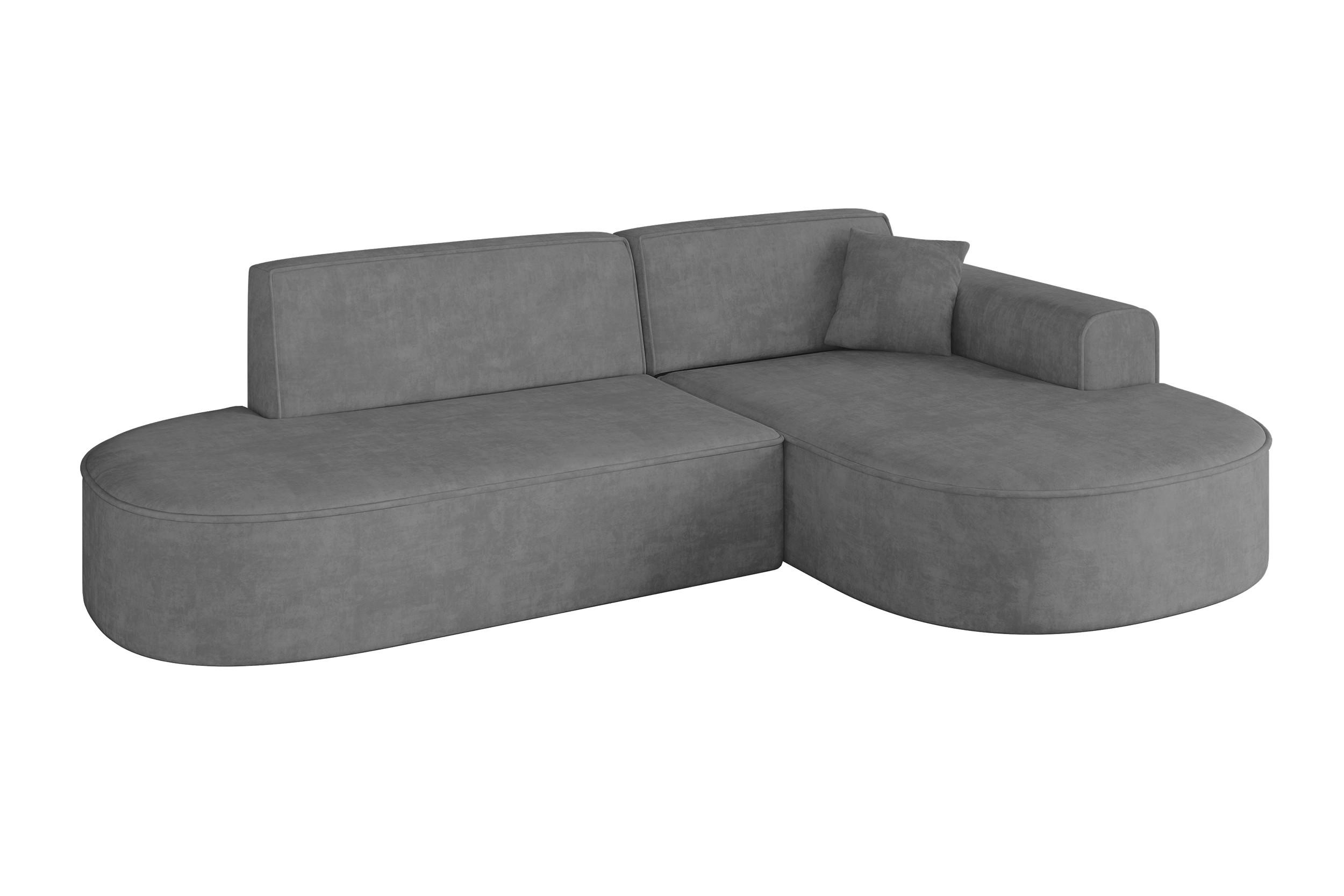 ALTDECOR ROHOVÁ SEDACÍ SOUPRAVA s otomanem vpravo MARI-L1 – 243 x 171 x 79 cm, šedá barva, velur