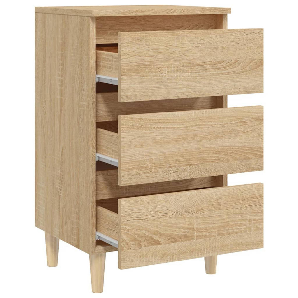 NACHTTISCH mit Massivholz-Beinen 40/35/69 cm in Sonoma-Eiche Dekor - Beige/Braun, Holz (40/69/35cm) - vidaXL