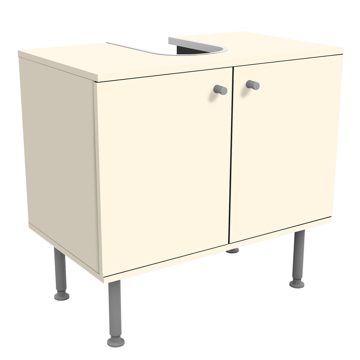 WASCHBECKENUNTERSCHRANK Kaschmir 60/55/35 cm - Beige, Holzwerkstoff (60/55/35cm) - Bilderwelten