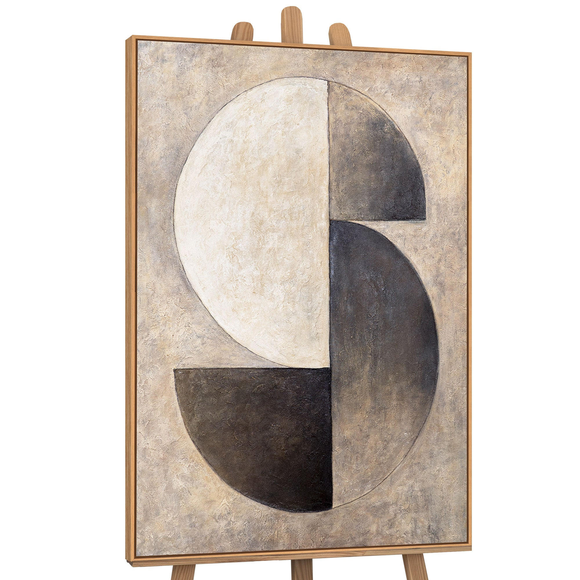 GEMÄLDE Duett der Halbkreise Schattenfugenrahmen Eichefarben 140x100 cm - Eichefarben, Holz (140/100cm) - YS-art gallery