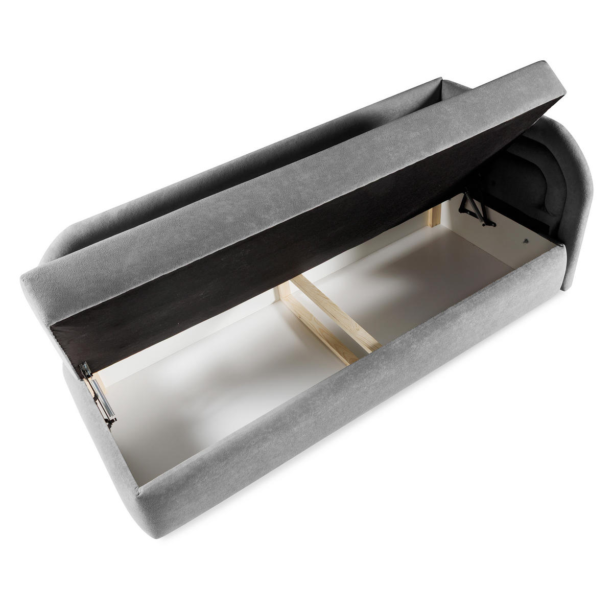 POLSTERBETT Cobi, Eckbett 80x200 cm mit Bettkasten, Hellgrau, Rechts - Hellgrau, Textil (80/200cm) - Beautysofa