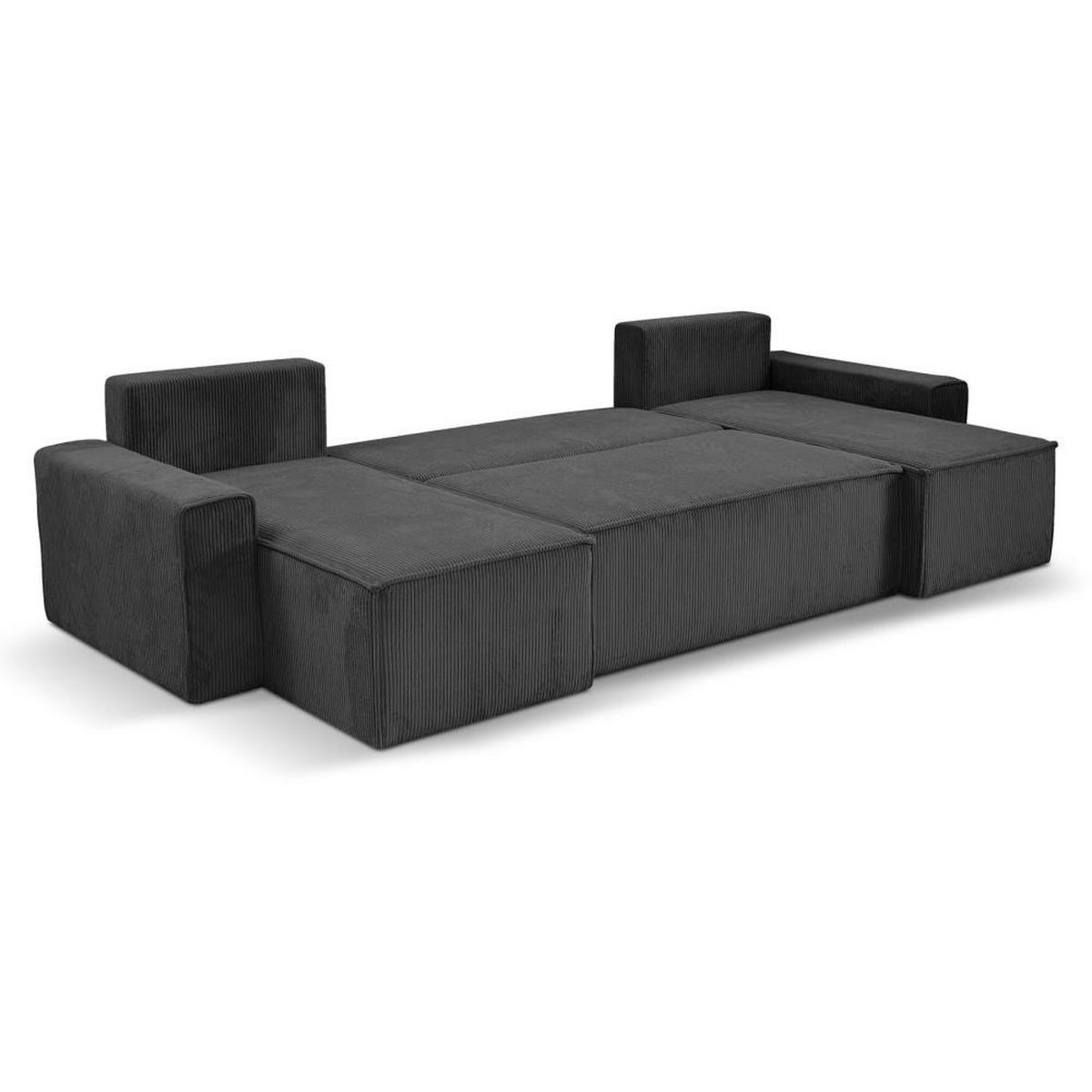 WOHNLANDSCHAFT Hektor U mit Schlaffunktion dunkelgrau - Dunkelgrau/Schwarz, Kunststoff/Textil (318/94/152cm) - Beautysofa