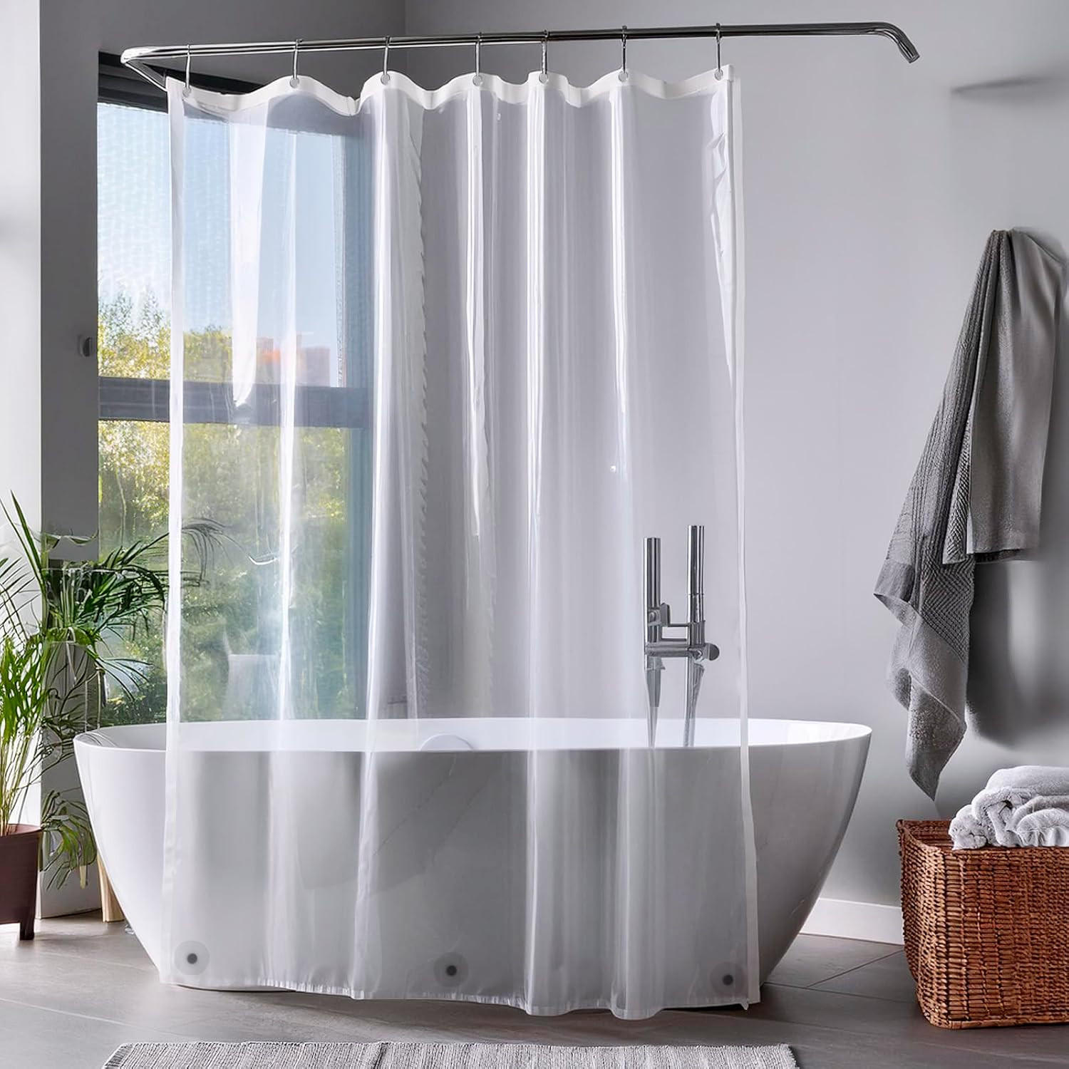 DUSCHVORHANG waschbar Ösen Magnete wasserdicht leicht transparent - Transparent, Kunststoff (180/180cm) - MCBOSON