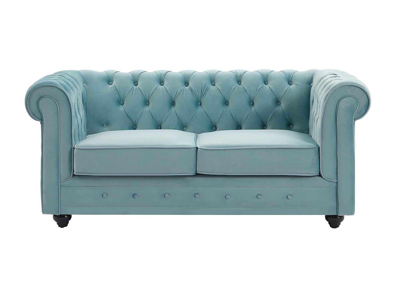 SOFA ohne Schlafmöglichkeit - 2 Personen - Samt, Stoff - Hellblau - - Hellblau, Textil (168/72/88cm) - Vente-Unique