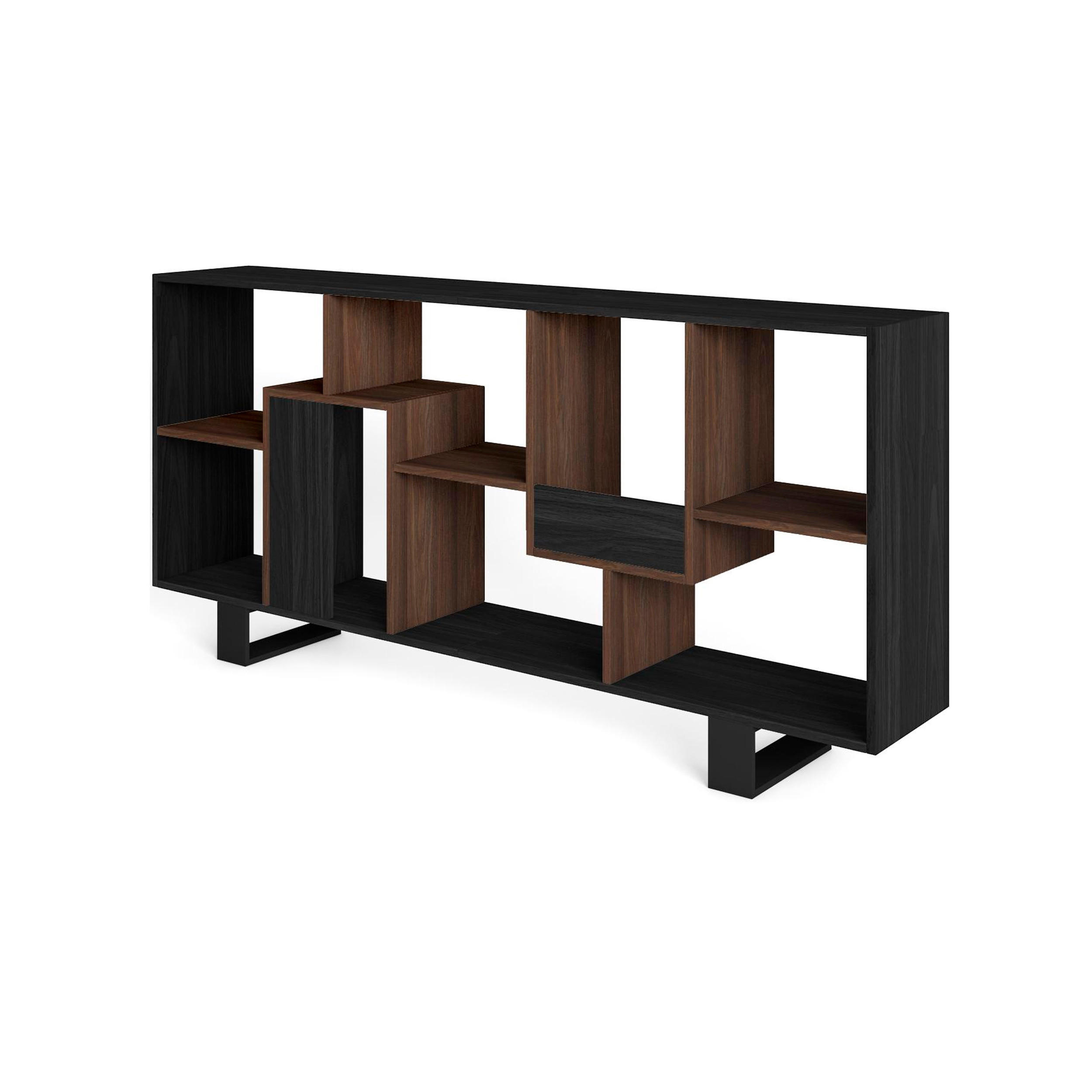 REGAL Bibliothek, Schwarz und Eiche dunkel, 67/31/174cm - Dunkelbraun/Schwarz, Holzwerkstoff (67/174/31cm) - Skraut Home