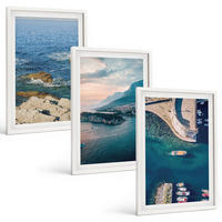 BILDER SET 3er Set - 40x60 cm Weißer Rahmen - Meerblick, Klippen, Häfen - Weiß, Kunststoff (40/60cm) - TULUP