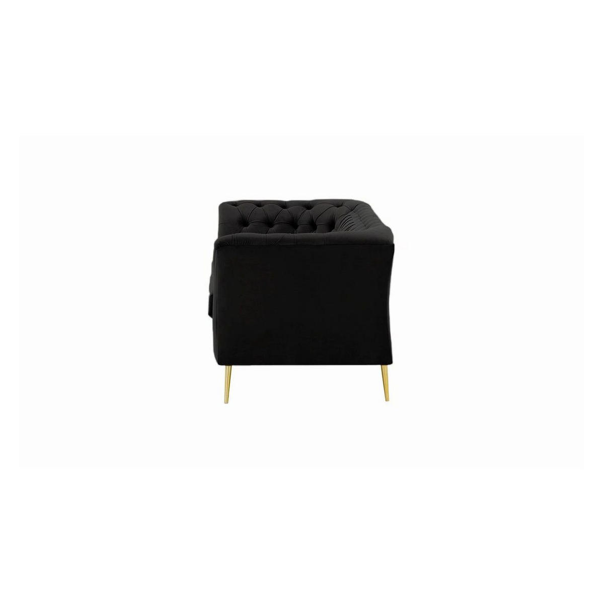 ZWEISITZER-SOFA Chesterfield Modern-Velluto 20 - Schwarz, Holz/Textil (183/74/80cm)
