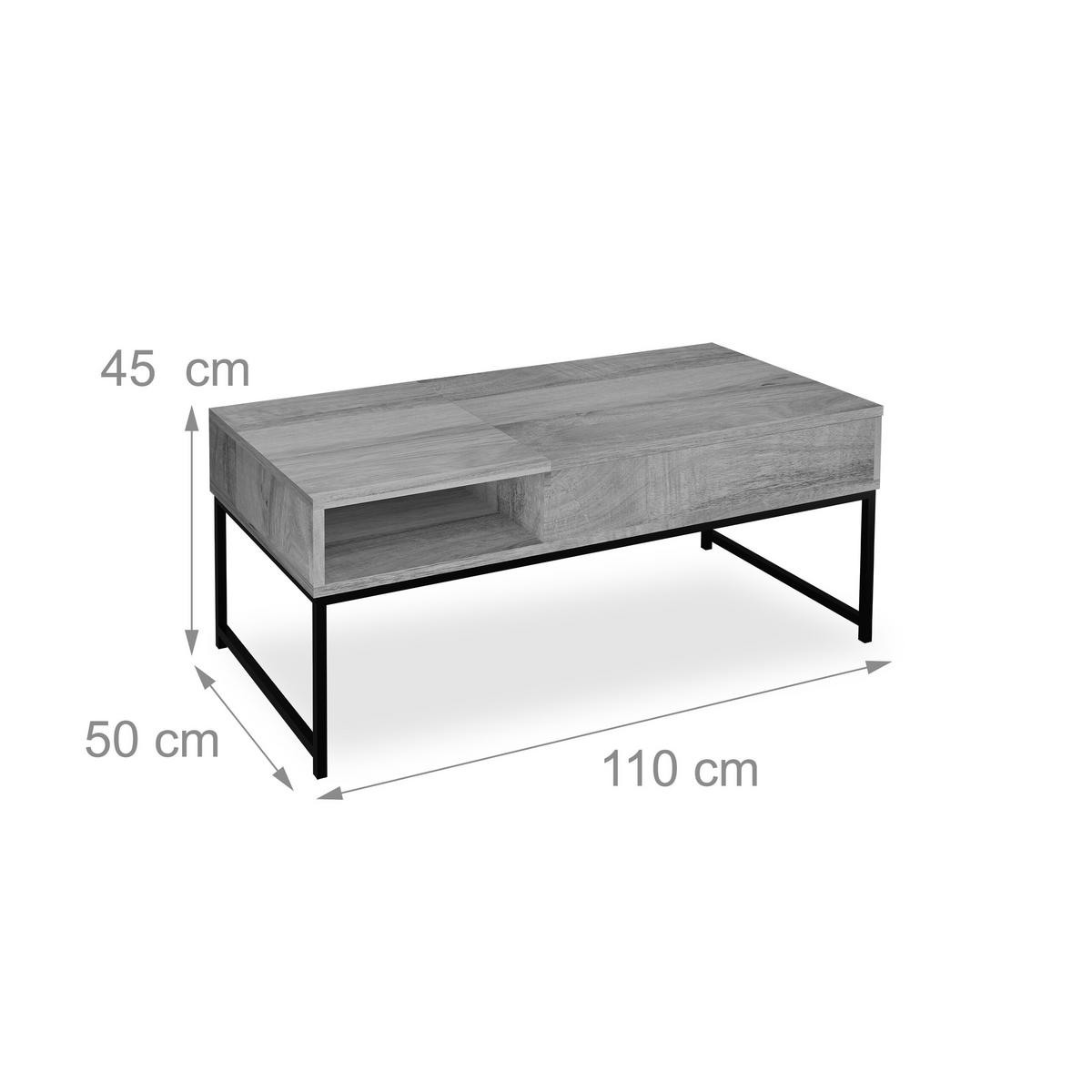 COUCHTISCH - Dunkelbraun, Holzwerkstoff/Metall (50/110/56cm) - Relaxdays