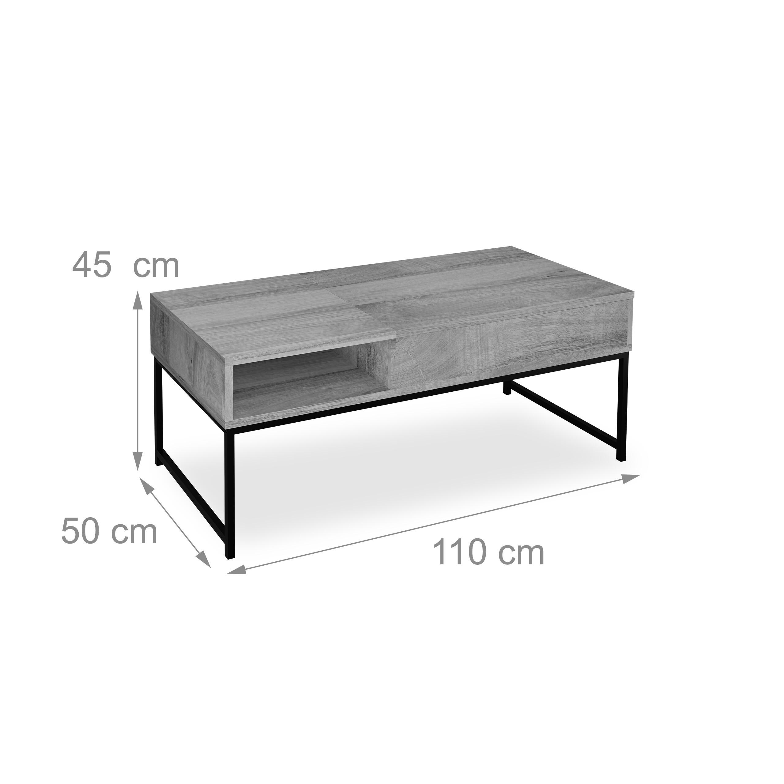 Thumbnail - Relaxdays Couchtisch, Dunkelbraun, Holzwerkstoff, Metall, 110x56x50 cm, Wohnzimmer, Wohnzimmertische, Couchtische