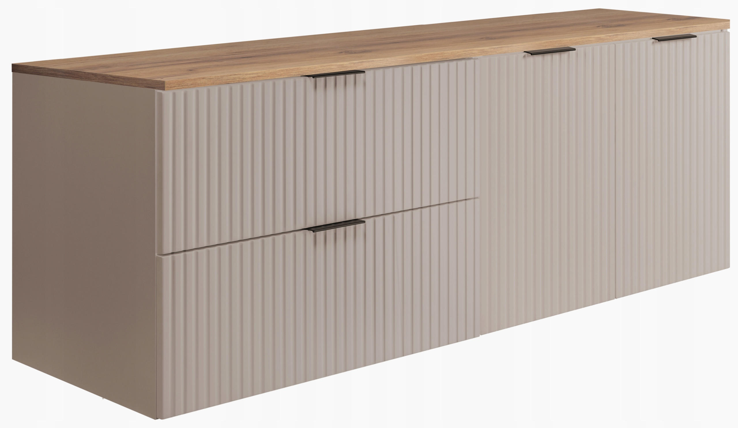 WASCHBECKUNTERSCHRANK FLOW + Platte Eiche Craft 140/57/46 cm - Eichefarben, Holzwerkstoff (140/57/46cm) - Rodan