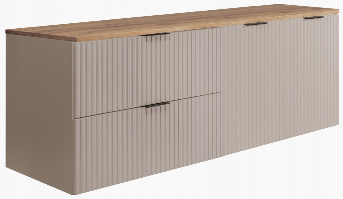 WASCHBECKUNTERSCHRANK FLOW + Platte Eiche Craft 140/57/46 cm - Eichefarben, Holzwerkstoff (140/57/46cm) - Rodan