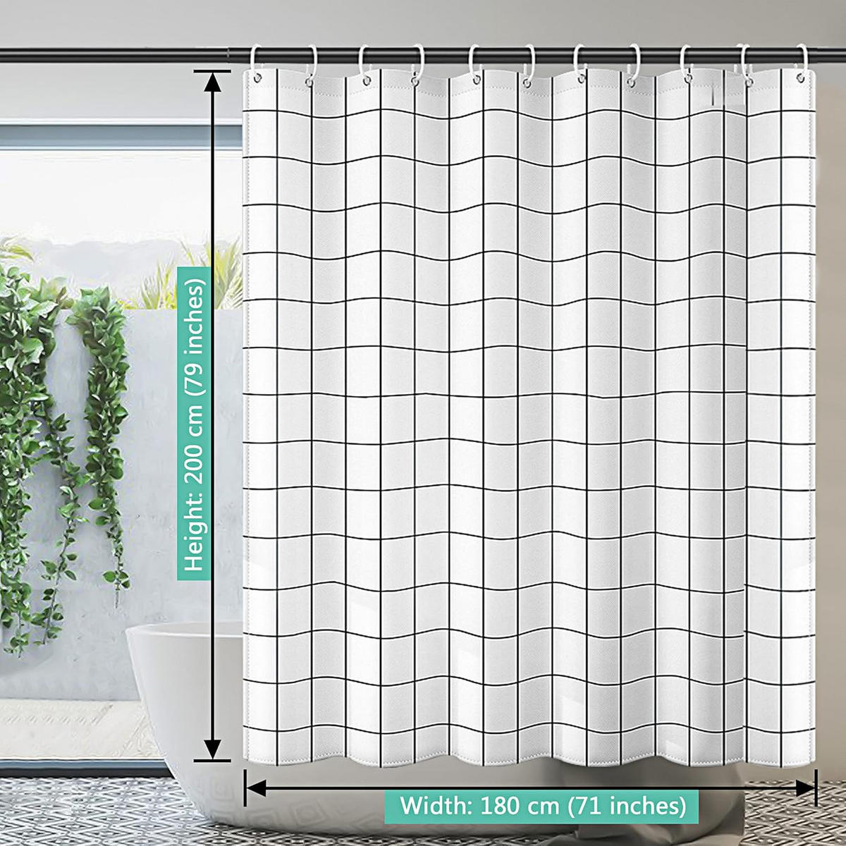 DUSCHVORHANG – 180 x 200 cm – inklusive Haken - Multicolor, Kunststoff (180/200cm)