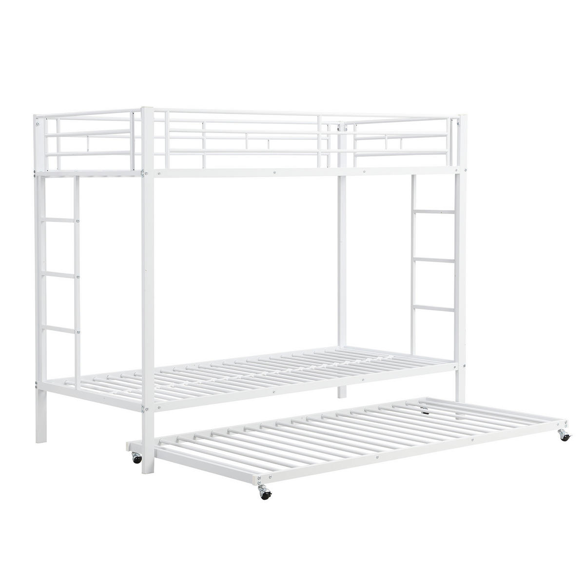 ETAGENBETT mit Ausziehbett 90x200 cm Metall Weiß - Weiß, Metall (90/200cm) - Beauniv