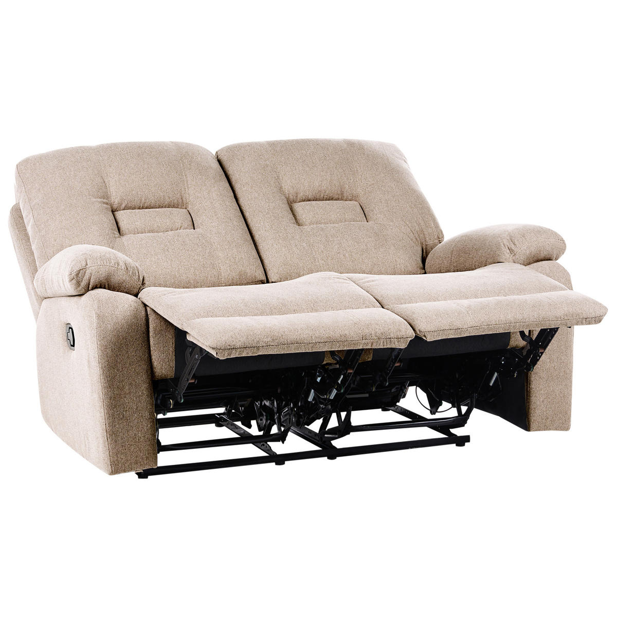 SOFA manuell verstellbar 2-Sitzer Stoff Beige Bergen - Beige/Schwarz, Textil (149/101/72cm) - Beliani