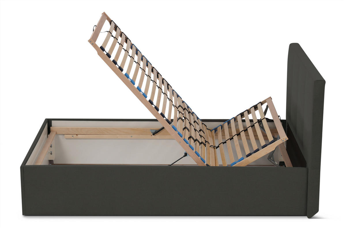 POLSTERBETT Dalas Anthrazit 140 x 200 x 40 cm Bettkasten Mit hochwertiger Matratze H2 (bis 100 kg) und Lattenrost - Anthrazit, Holz (140/200cm) - Halmon Schlafkomfort Betten 