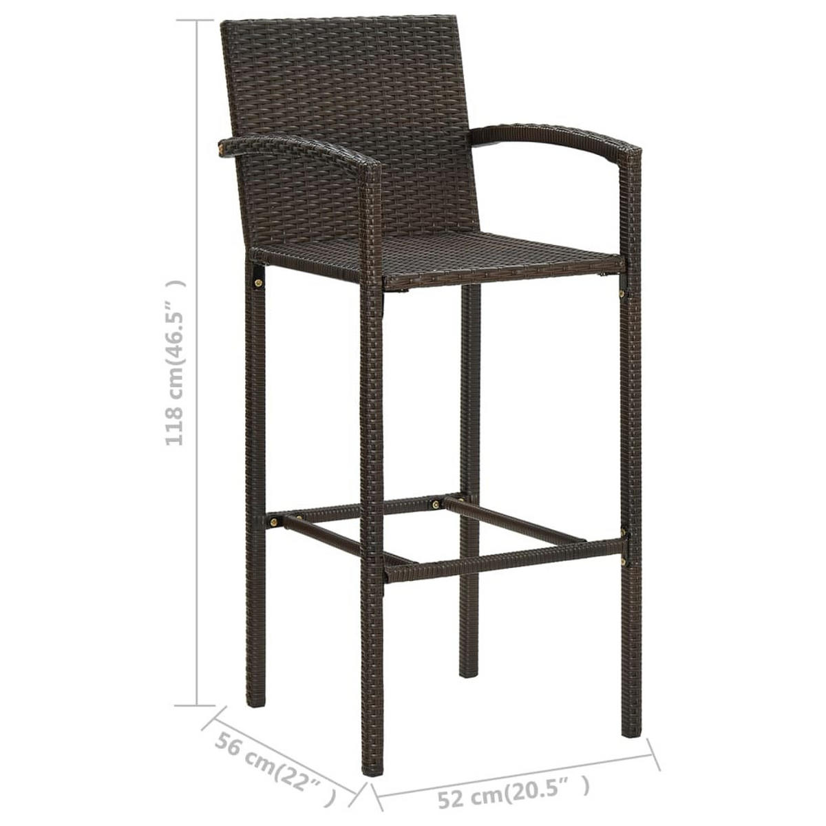GARTEN-BAR-SET 5-teilig Mit Armlehnen Poly Rattan Braun - Braun, Kunststoff - vidaXL
