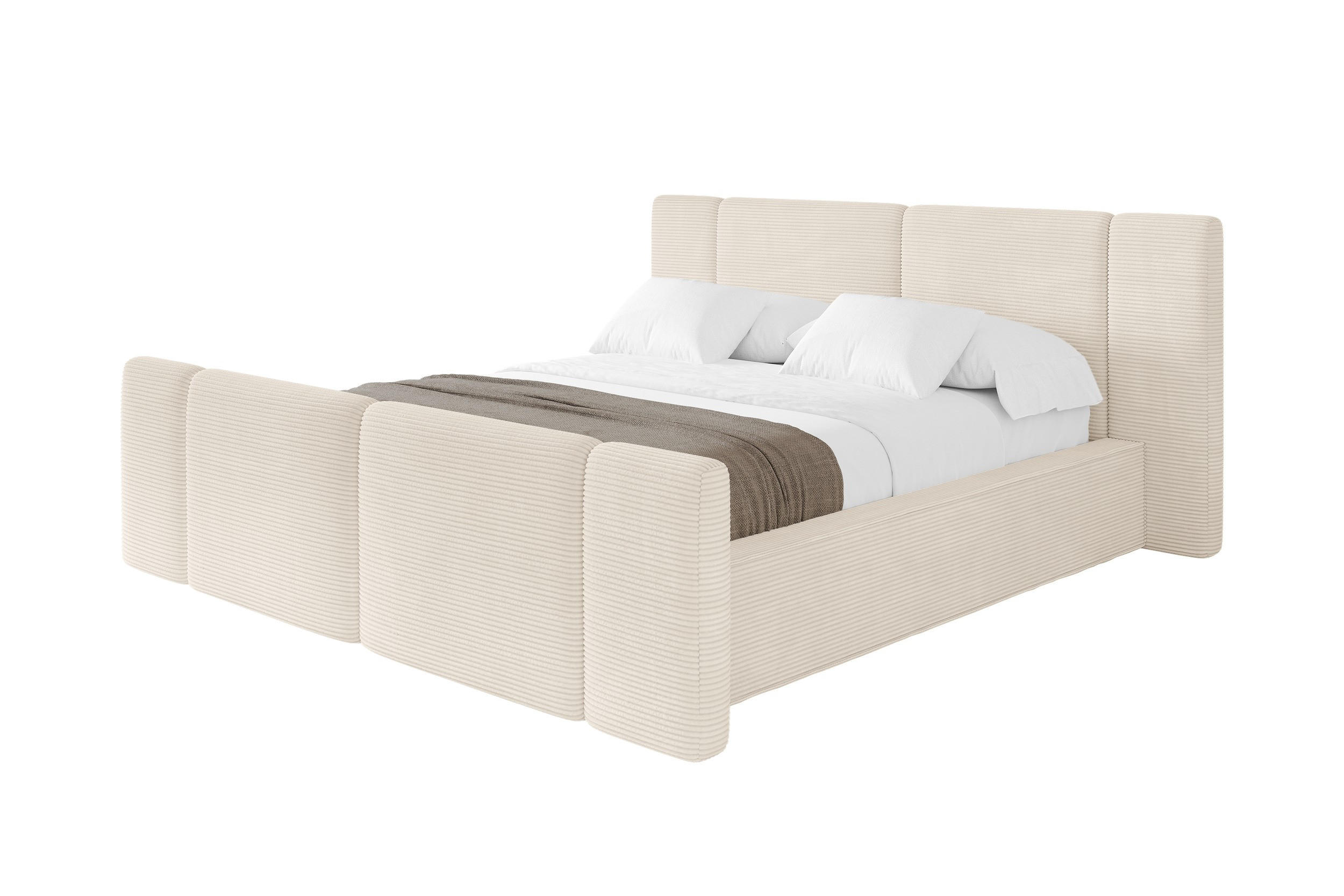 POLSTERBETT mit Bettkasten, Fußteil und Lattenrost, Boxbett ohne Matratze - RIVO-Z 140x200 Beige - Creme, Holzwerkstoff/Textil (140/200cm) - ALTDECOR