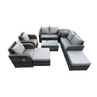 LOUNGESOFA-SET Polyrattan Dunkelgrau 8-Sitzer - Dunkelgrau, Metall - Fimous