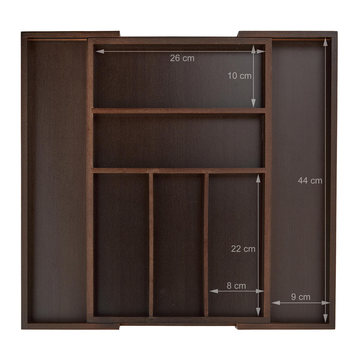 BESTECKEINSATZ - Dunkelbraun, Holz/Holzwerkstoff (48/5/46cm) - Relaxdays