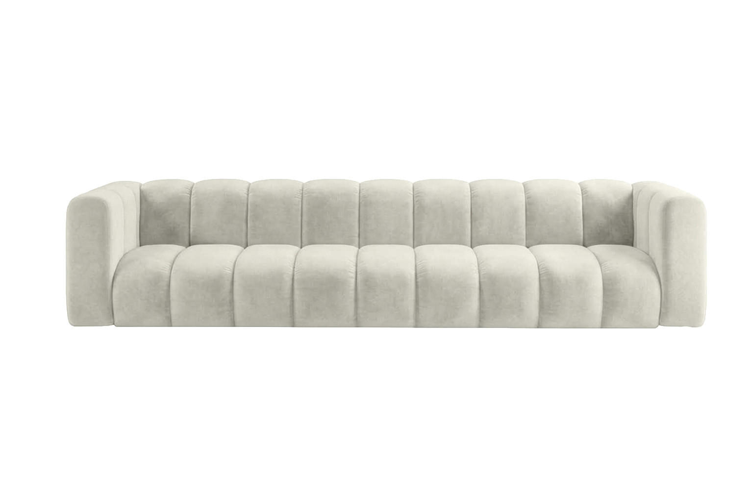 SOFA 5-Sitzer Modulares, Velvet-Stoff Riviera, Ecru, GRAND - Creme, Holz (314/70/89cm) - Kaiser Möbel