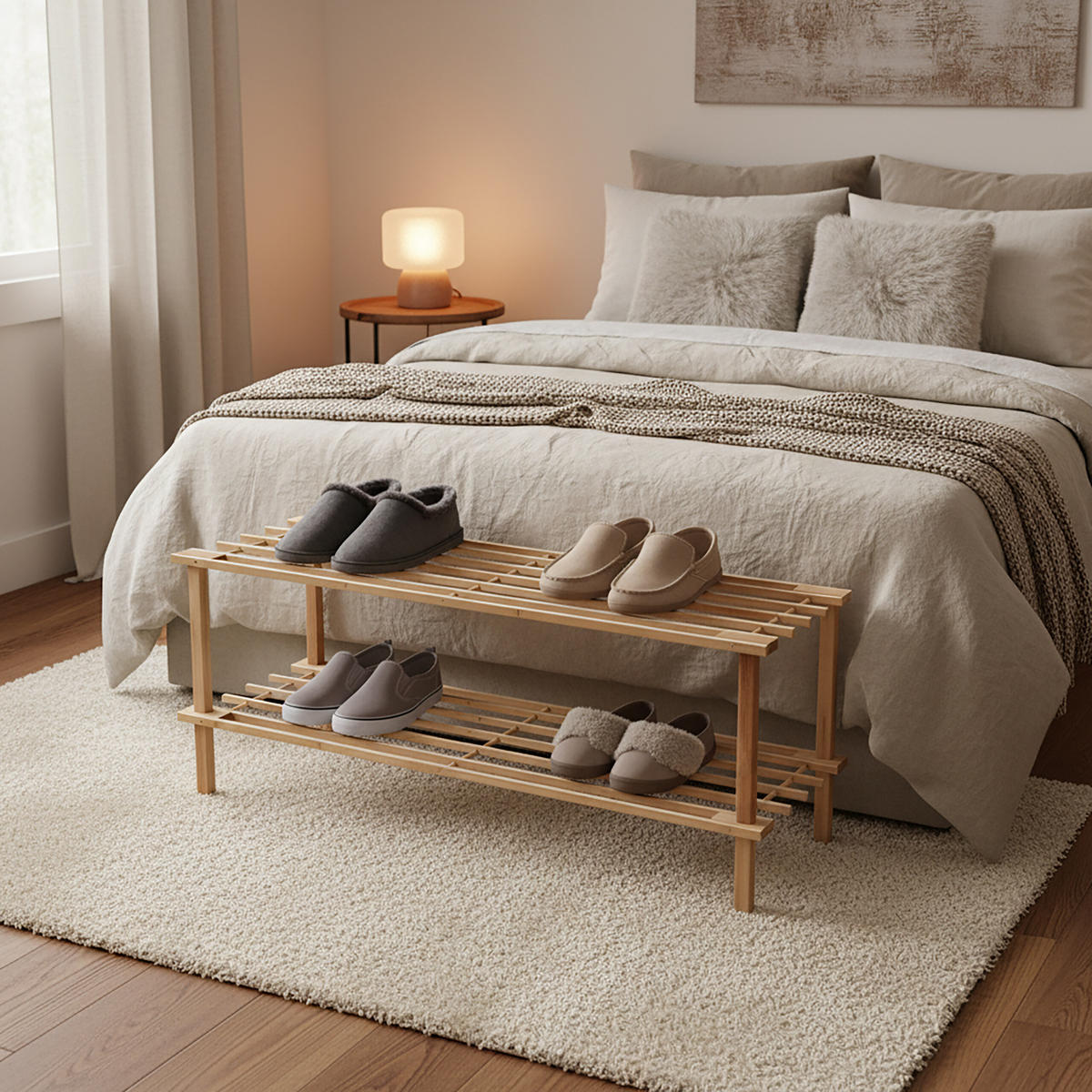 REGÁL - světle hnědá, dřevo (74/30/26cm) - Relaxdays