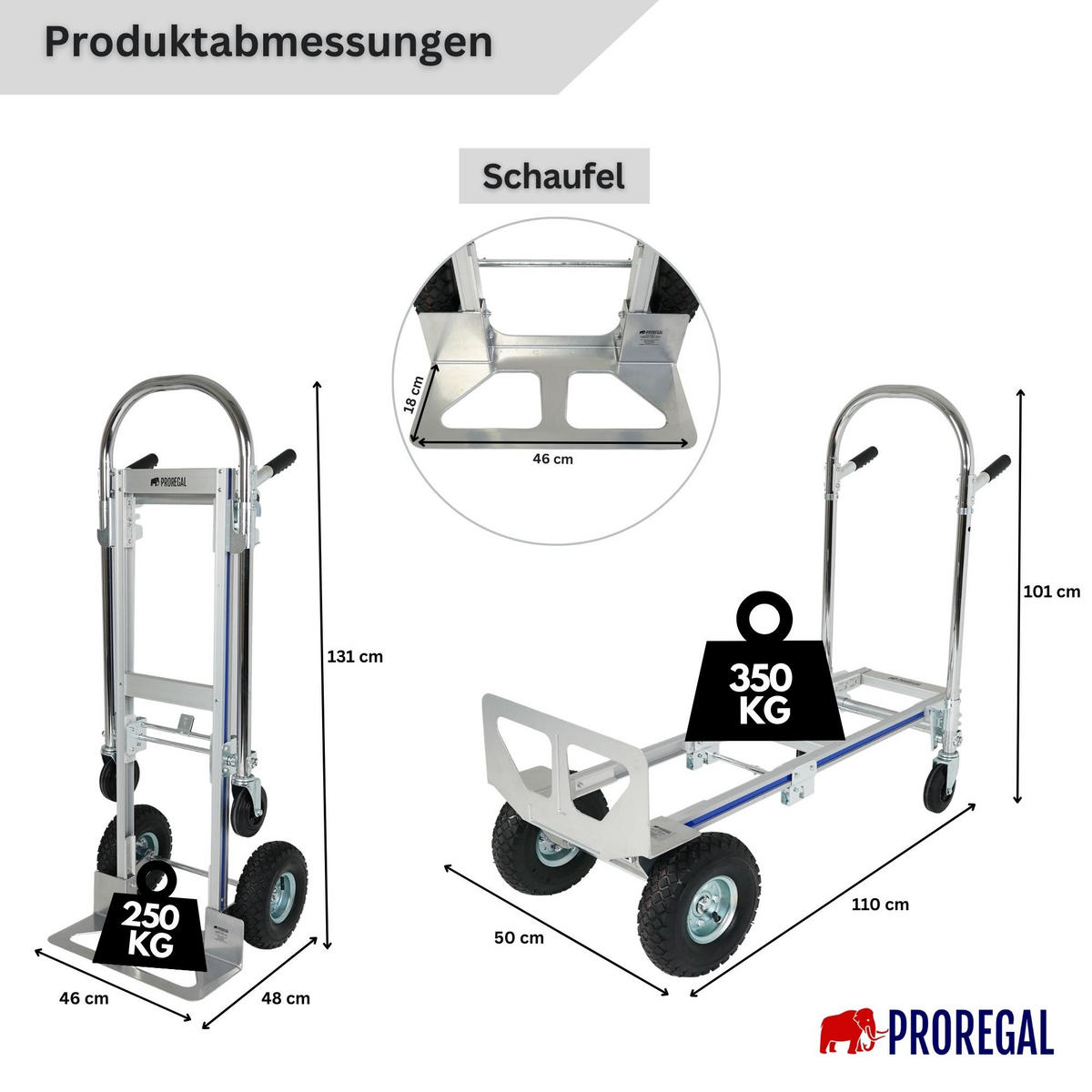 SACKKARRE 2-in-1 Apollo klappbar Traglast 350/250 kg - Silberfarben, Metall (48/46/113cm) - PROREGAL