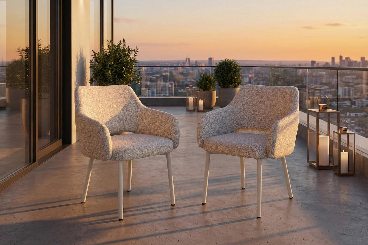 GARTENSTUHL AMUR Cremeweiß SOLENZO Flachgewebe (1er-Set) - Creme, Textil (62/80/62cm) - KAWOLA
