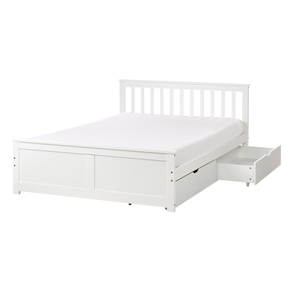 BETT mit Schubladen 140x200 cm Weiß Olendon - Weiß, Holz (140/200cm) - Beliani