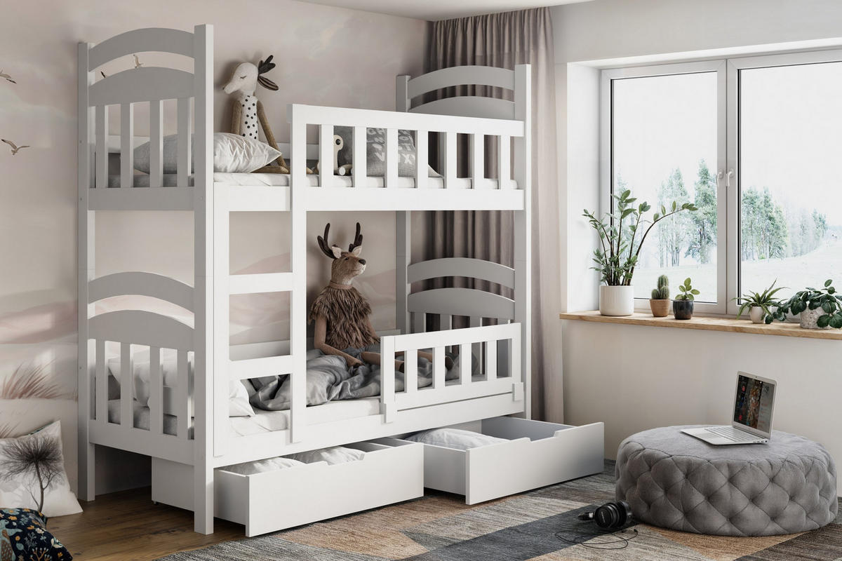 VYSOKÁ Postel DUMBO 75x160 s úložným prostorem, Bílá - bílá, dřevo (75/160cm) - MASSENO