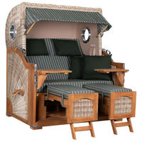 STRANDKORB XXL Düne Grande Teak PE Shell - Braun/Grün, Metall (142/170/95cm) - Mr. Deko