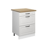 KÜCHENUNTERSCHRANK R-Line Weiß Landhaus 60 cm mit Schubladen, AP Eiche - Weiß, Holzwerkstoff (60/81.6/60cm) - Vicco