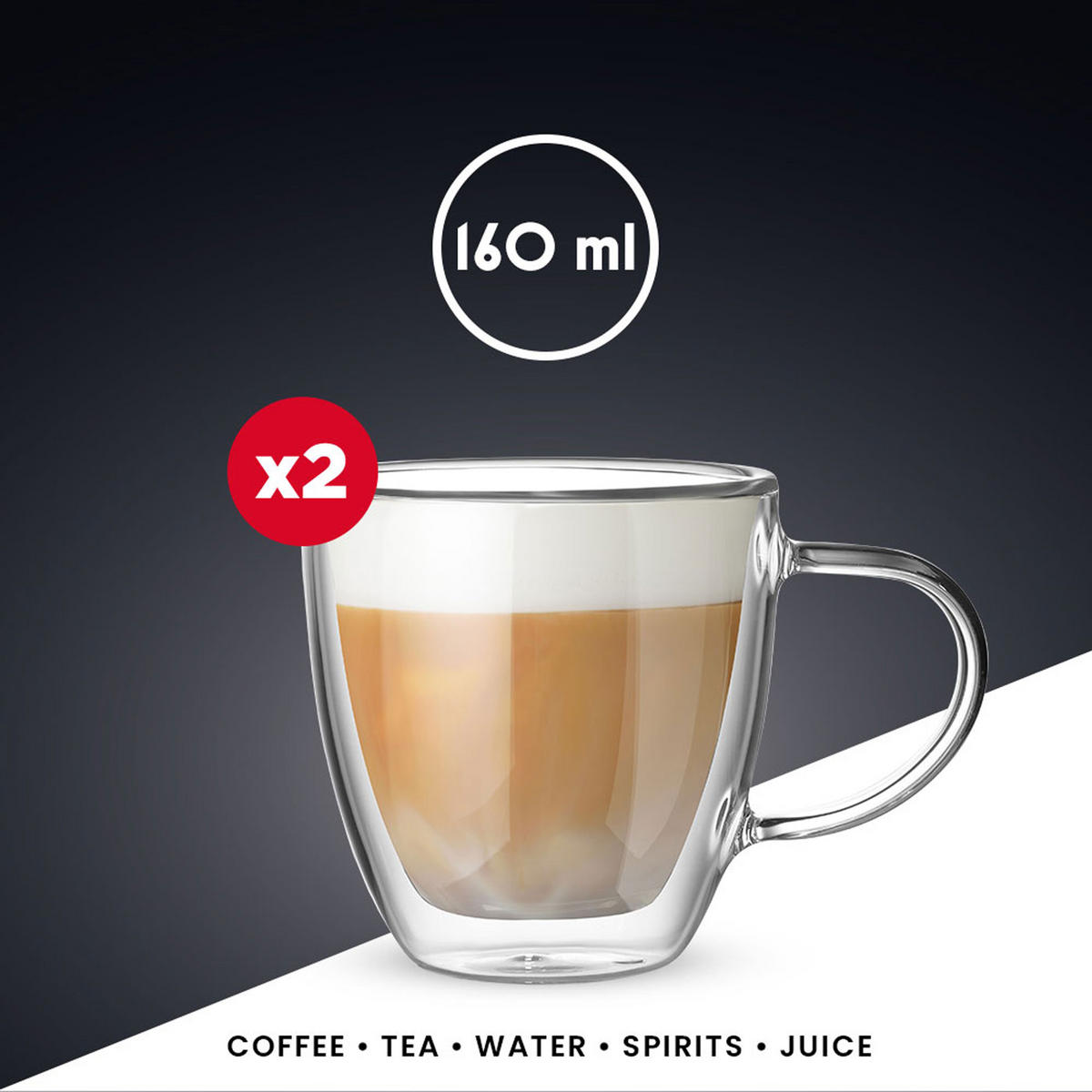 GLASBECHERSET Capri, 2er Set, Doppelwandig, 160 ml - Transparent, Glas (0.16L) - Bialetti