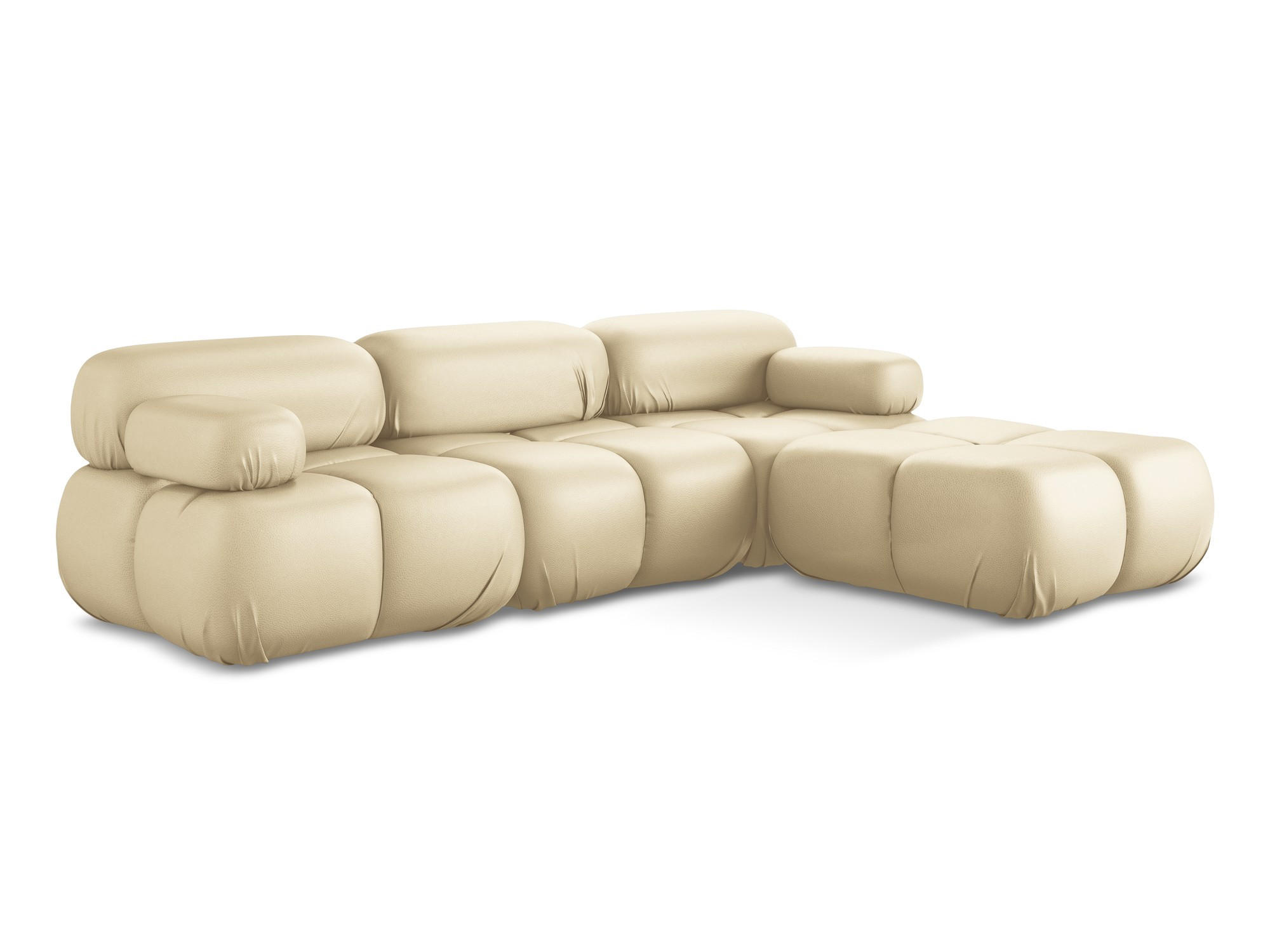 ECKSOFA Beidseitig Kunstleder Beige - Beige/Schwarz, Leder/Kunststoff (285/191cm) - Makamii