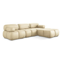 ECKSOFA Beidseitig Kunstleder Beige - Beige/Schwarz, Leder/Kunststoff (285/191cm) - Makamii