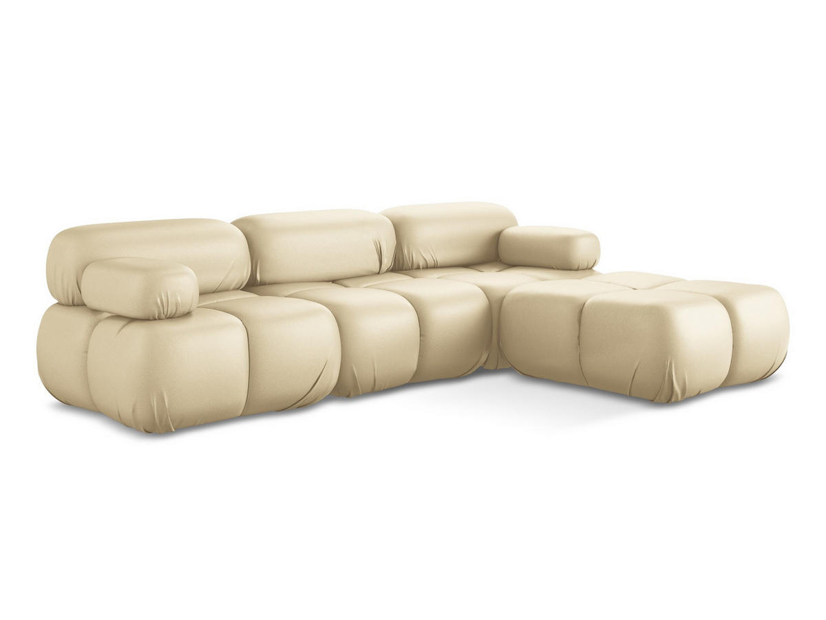 ECKSOFA Beidseitig Kunstleder Beige - Beige/Schwarz, Leder/Kunststoff (285/191cm) - Makamii
