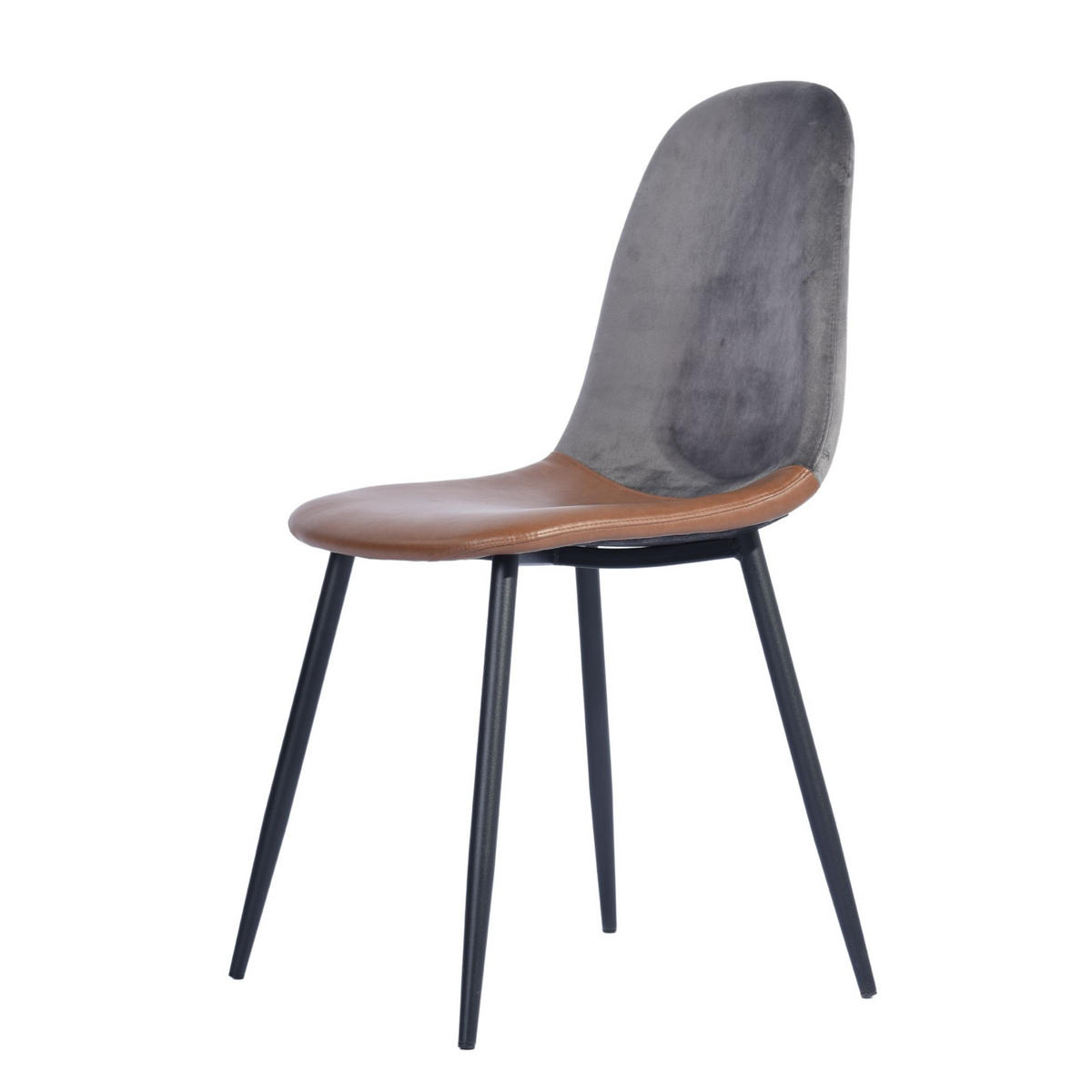 STUHL-SET 2 Stück in Eisen Kunstleder und Samt - Graubraun/Schwarz, Holzwerkstoff/Textil (44/88/53cm) - Urban Meuble