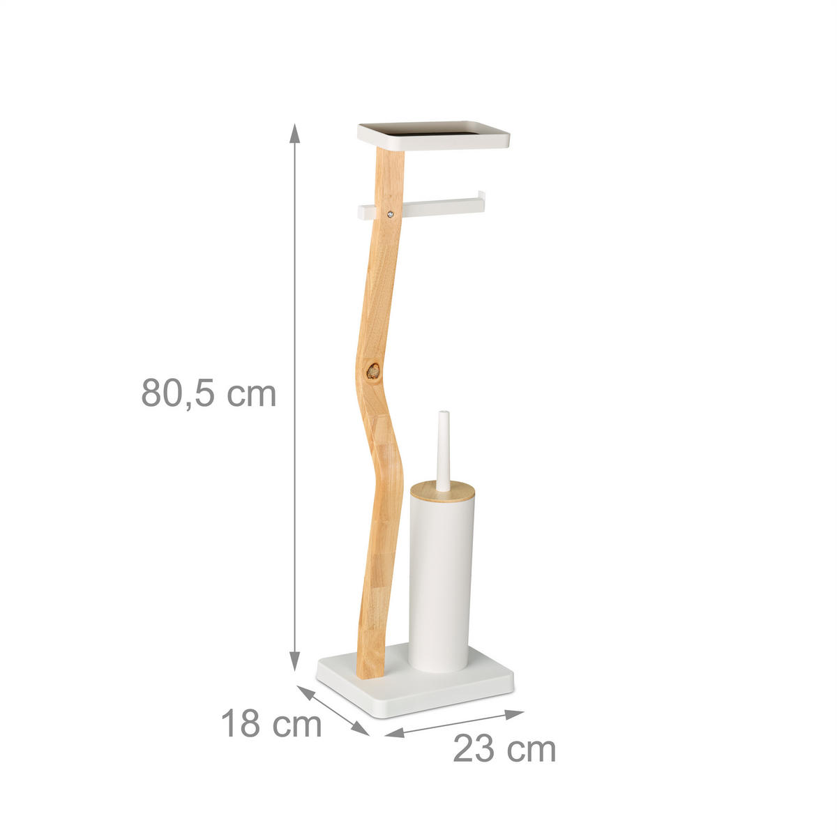 WC-GARNITUR - Weiß, Holz/Kunststoff (23/80.5/18cm) - Relaxdays