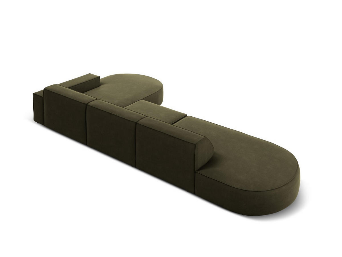 ECKSOFA rechts Jodie aus Samt grün 4 Sitzplätze - Grün, Textil (166/342cm) - Micadoni