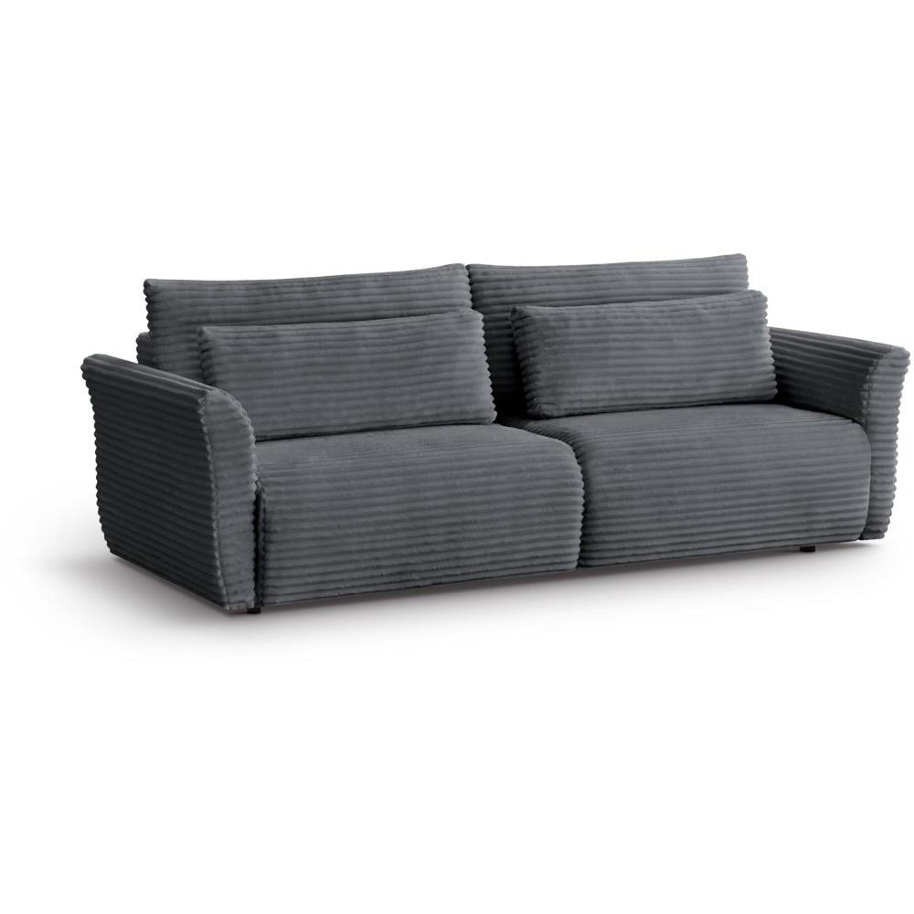 SCHLAFSOFA Samir 3-Sitzer dunkelgrau - Dunkelgrau/Schwarz, Kunststoff/Textil (240/92/108cm) - Beautysofa