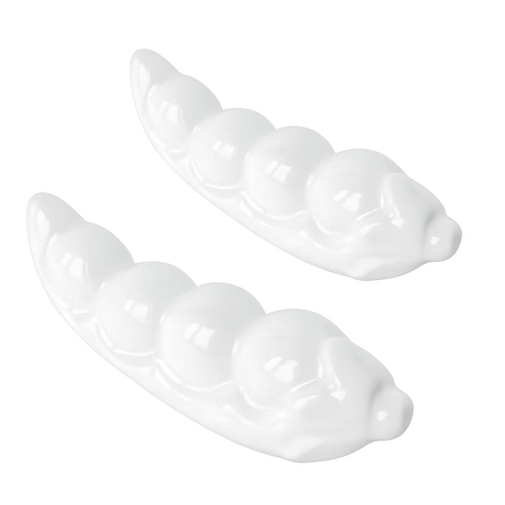 BESTECKABLAGE 2er Set "Poggiaposate Baccello" Fattoria 7 x 3 cm - Weiß, Keramik (2/3/7cm)