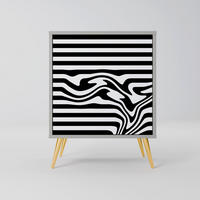 SIDEBOARD SPECTRA SHOWCASE, Grau, 57,5x42x75,5 cm, Goldfarbene Metallfüße - Goldfarben/Multicolor, Holzwerkstoff/Metall (57.5/75.5/42cm) - SpaceRebels