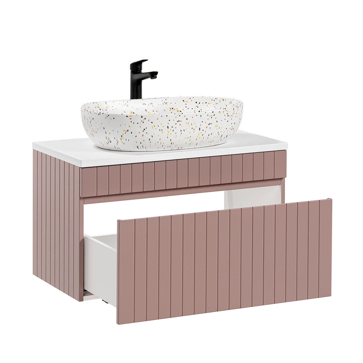 BADMÖBEL 80.4cm Zelie 2er-Set Rose - Pink, Holzwerkstoff (80.4/48/46cm) - Petits-meubles