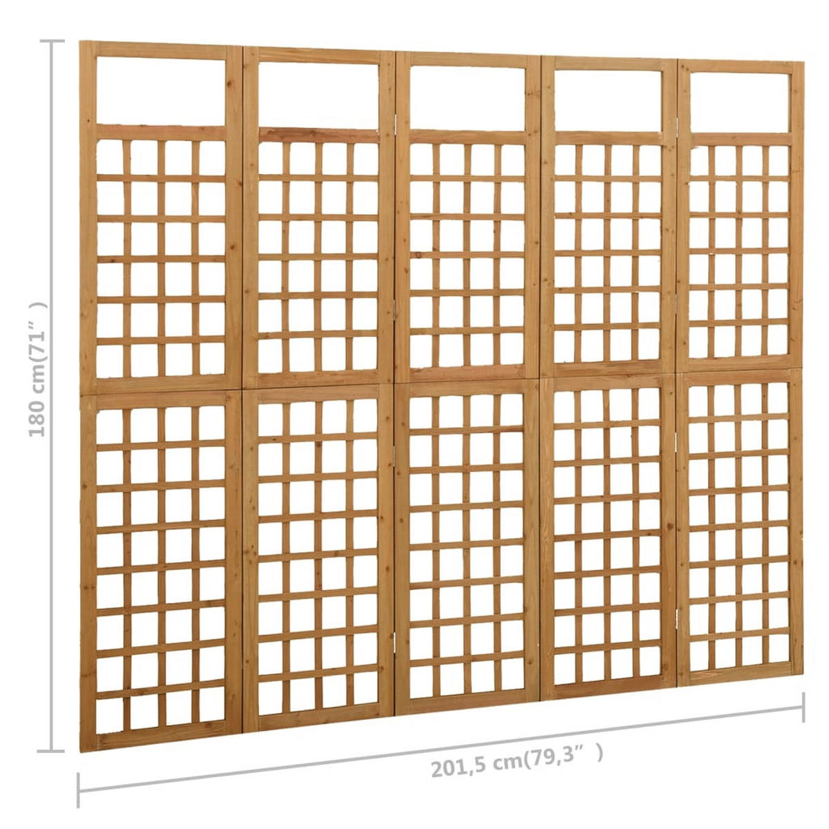 SPALIER/PARAVENT 5-Teilig Massivholz Tanne 201,5/180 Cm - Braun, Holz (180/180/201.5cm) - vidaXL