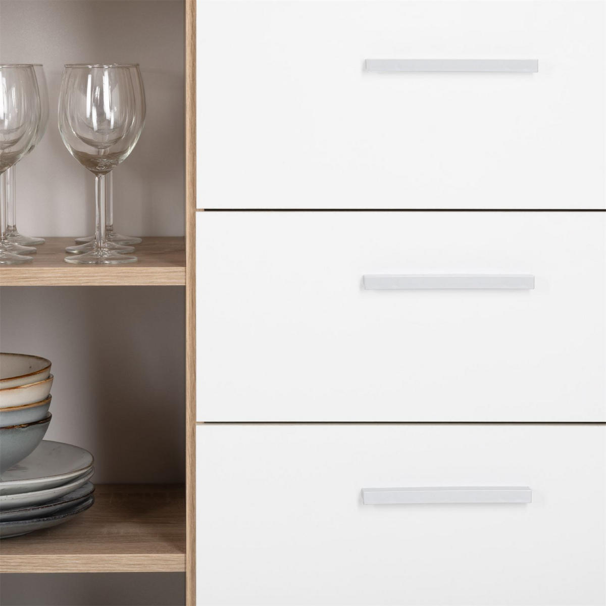 KOMMODE CHICAGO - Weiß/Sonoma Eiche, Holzwerkstoff (91/82/40cm) - CARO-Möbel