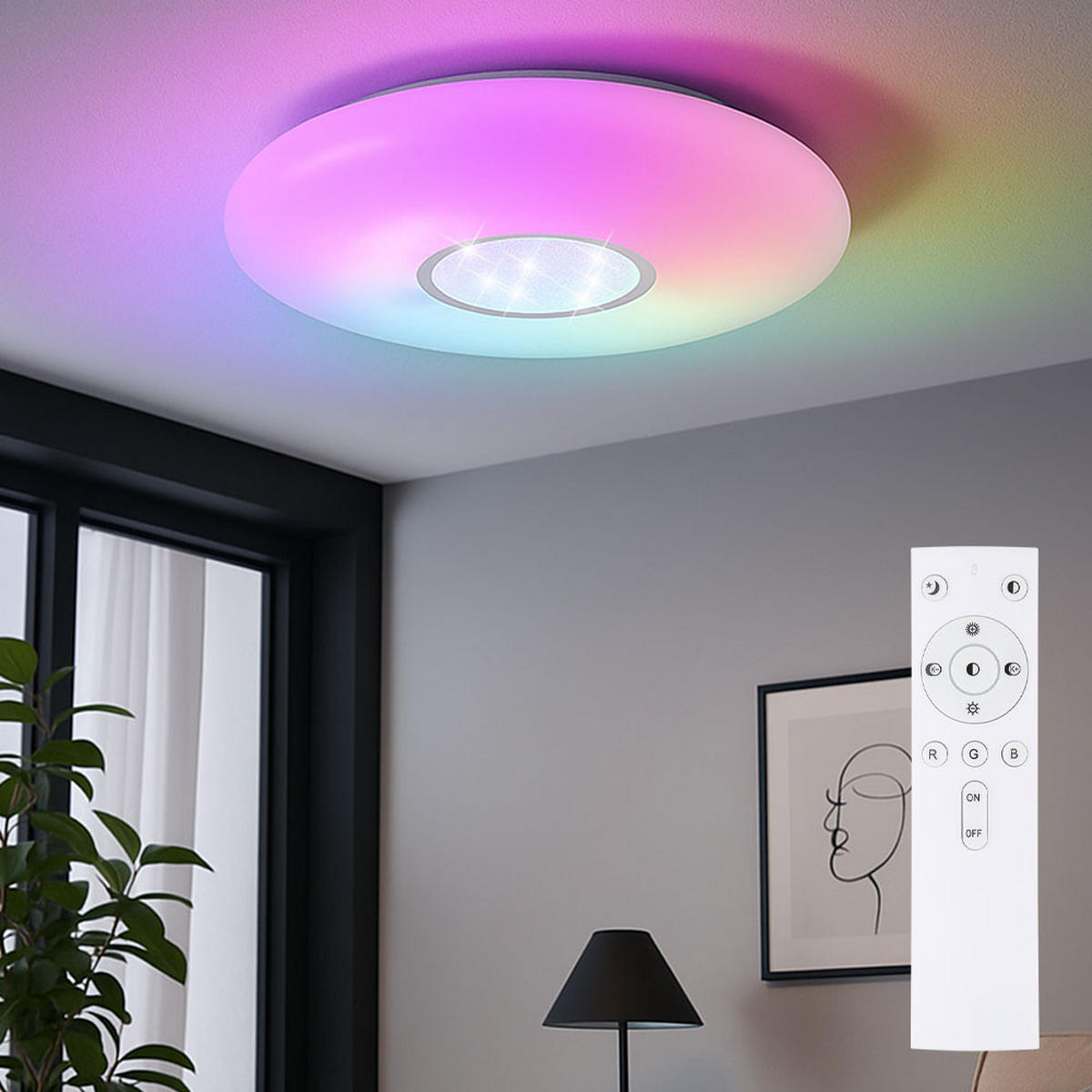 LED DECKENLEUCHTE Metall Weiß Opal - Weiß, Glas (51/51/7.5cm) - Globo Lighting