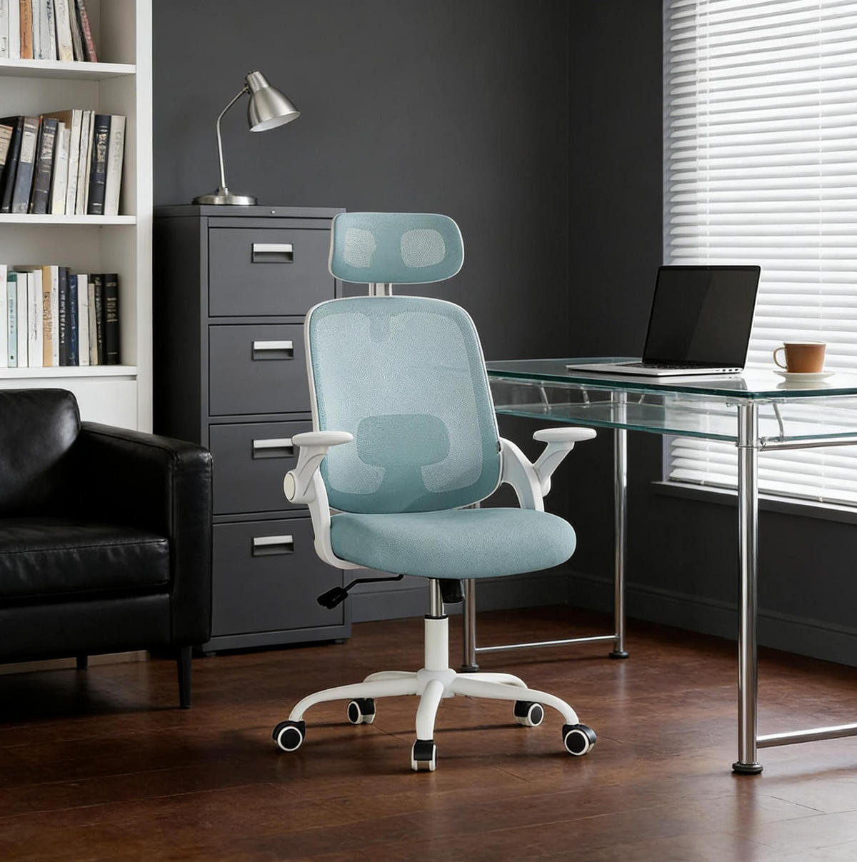 BÜROSTUHL ergonomisch höhenverstellbar Blau - Blau, Metall (47/117.5/63.5cm) - Meubliv