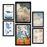 POSTER Set Mit 6 Blaue Wolken A3 & A4 Schwarzer Rahmen - Schwarz, Papier (29/3cm) - Nacnic