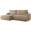 ECKSCHLAFSOFA TONO L Beige Plüsch - links - Beige/Schwarz, Kunststoff/Textil (260/150cm) - MKS